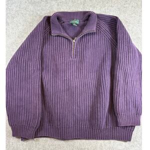 Lauren Ralph Lauren Sweater Mens Purple Ribbed Quarter Zip Pullover Preppy 2X